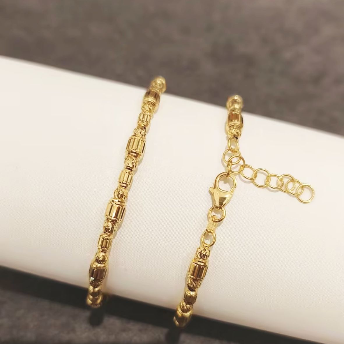 Square Lantern Bead Bracelet - 18K Gold