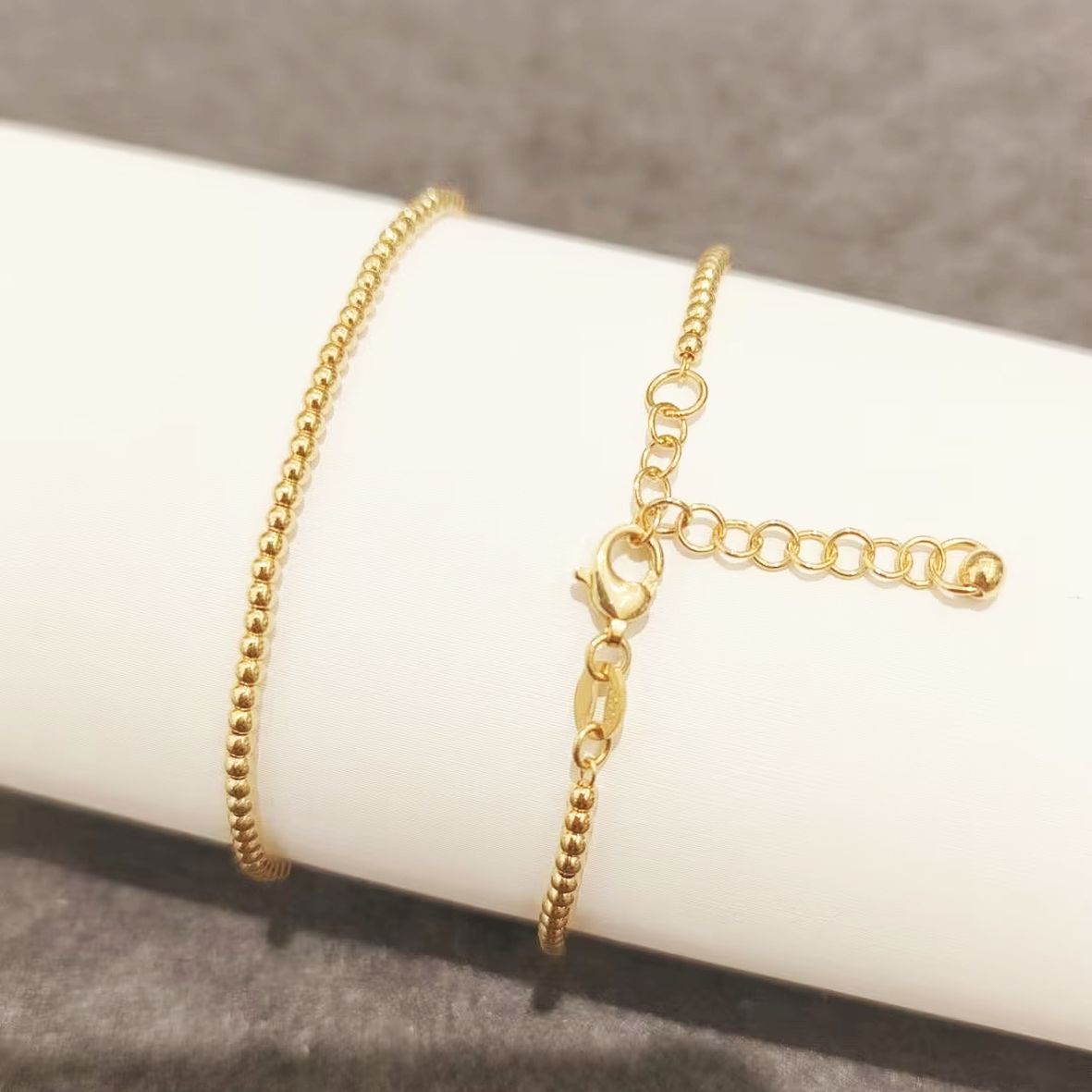 Polished Bead Bracelet - 18K Gold