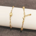Paperclip Bracelet with Oval Detail - 18K Gold