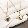 Diamond-Cut Clover Pendant with Bead - 18K Gold