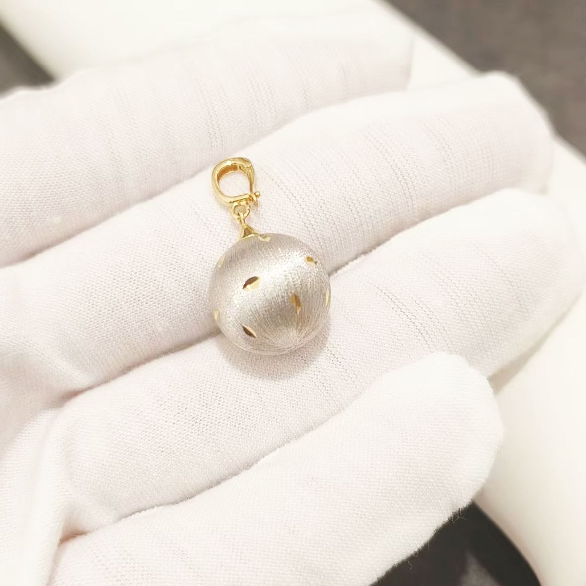Silver-Tone Sphere Pendant - 18K Gold