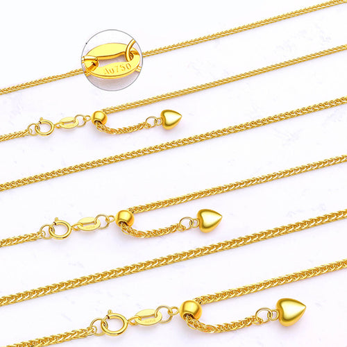 Box Chain with Mini Heart Detail - 18K Gold