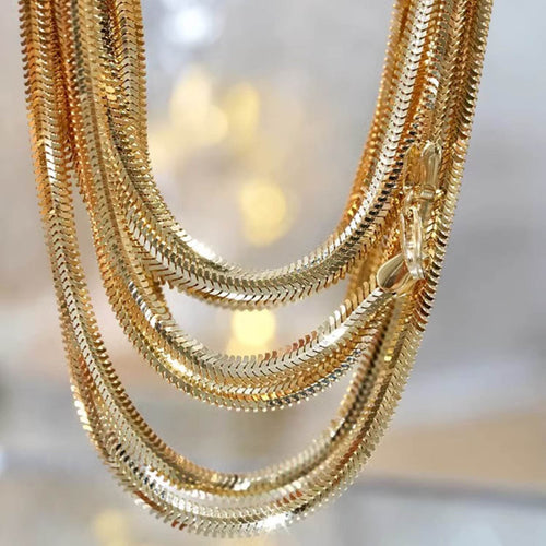 Blade Herringbone Chain - 18K Gold