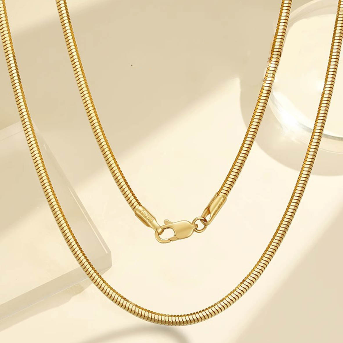 Twisted Round Snake Chain - 18K Gold