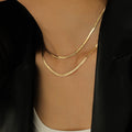 Smooth Herringbone Necklace - 18K Gold