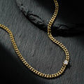 Diamond-Accent Cuban Link Chain - 18K Gold