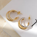 Two-Tone Stud Earrings - 18K Gold